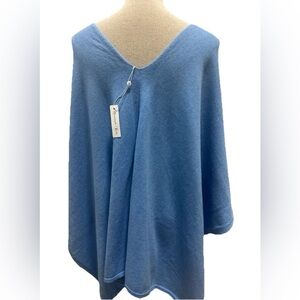 Hannah Blue NWT Poncho Cape Cotton Cashmere One Size Lightweight Luxury Blue